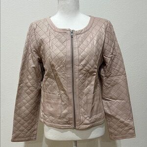 Quilted Light Pink Women's Leather Jacket
